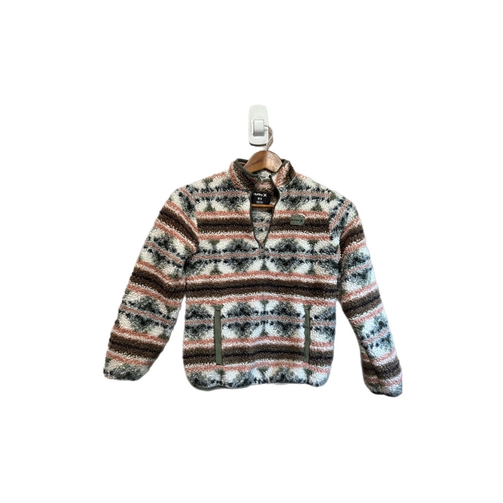 Hurley Sherpa Fleece Pullover Kids Size M 8 Multicolor Aztec Quarter Zip